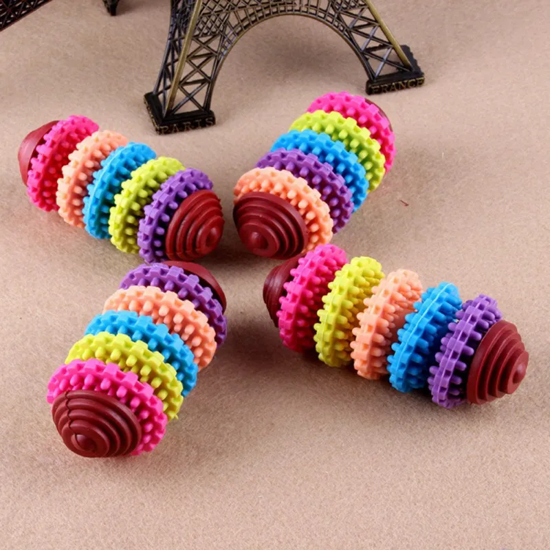 

High Quality Pet Colorful Swivel Molar Teeth Non-toxic Rubber Sliding Gear Dog Bite Resistant Toy 2020 New