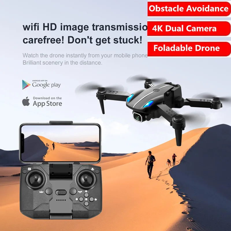 

Mini Pocket 4K Three Side Obstacle Avoidance Drone With 4K Aerial HD Dual Camera RC Quadcopter Trajectory Flight RC Drone Gifts