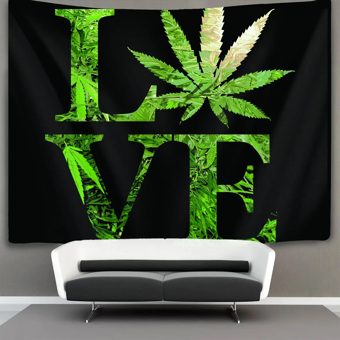 

LOVE Weed Leaf Wall Tapestry Hippie Art Home Decor For Bedroom Living Room Dorm