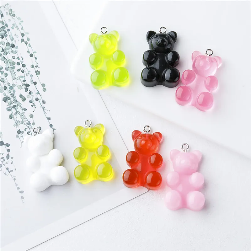 

10pcs 20*32mm Resin Bear Charms For Jewelry Making DIY Necklace Bracelet Earring Keychain Accessories