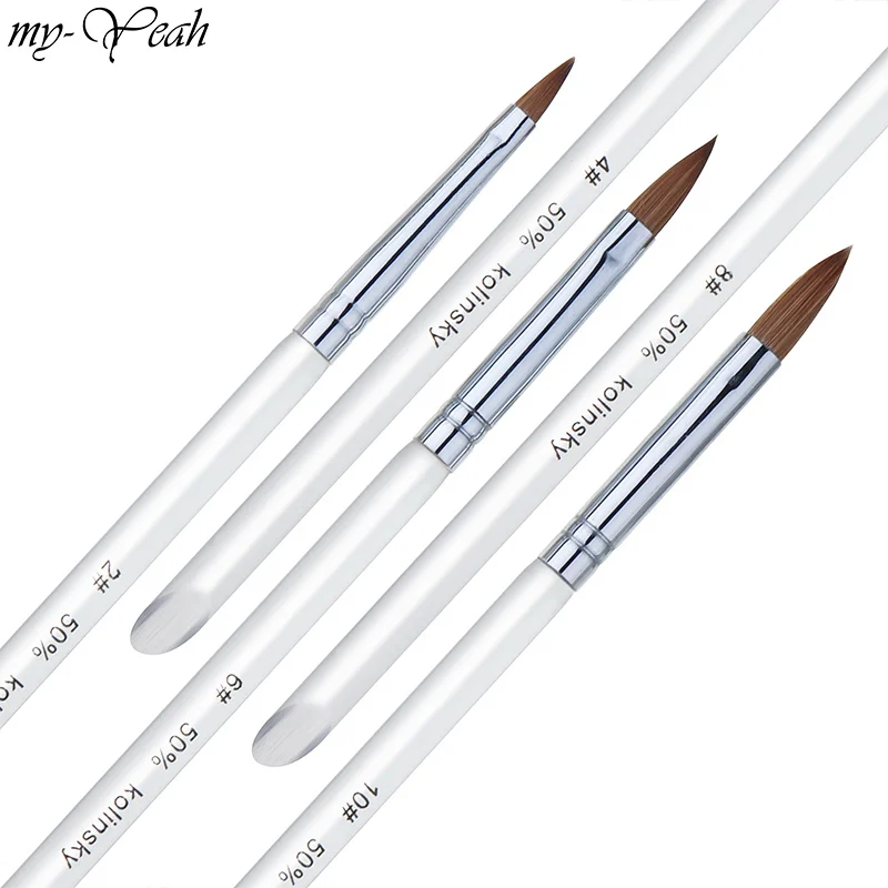 5 Styles Nail Art Transparent Handle Liquid Powder Carving Painting Kolinsky Brush UV Gel Extension Builder Drawing Pen | Красота и