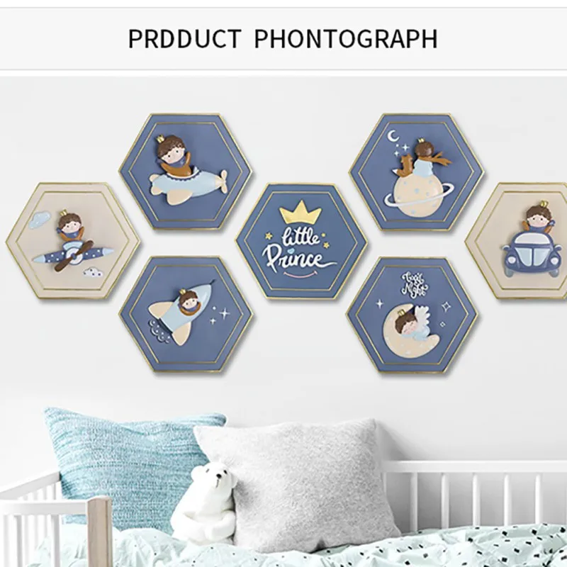 

Creative Three-Dimensional Wall Pendant Cartoon Little Prince Pattern Home Hanging Decoration Living Room Children's Room Decor