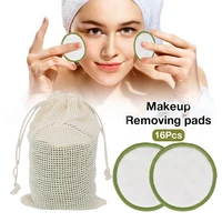 16pcs bamboo cotton makeup remover pads reusable soft facial clean pads for remove lip mascara eye shadow lipstick foundation