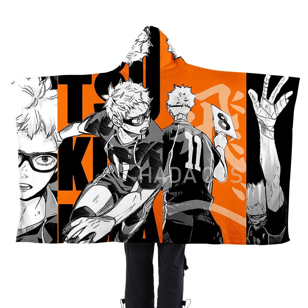 Модное домашнее пончо для дома Haikyuu! Японское одеяло с капюшоном мальчиков и