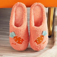 winter cotton slippers female household warmth cute cartoon radish plush non slip thick soled indoor dormitory cotton slippers