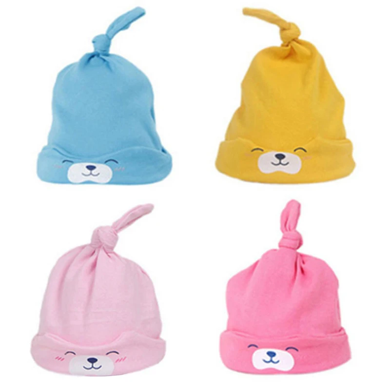 Осенняя однотонная милая детская шляпа с изображением медведя из мультфильма