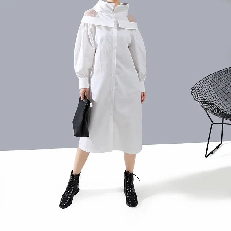 Женское Сетчатое платье XITAO однобортное в Корейском стиле с открытыми плечами и