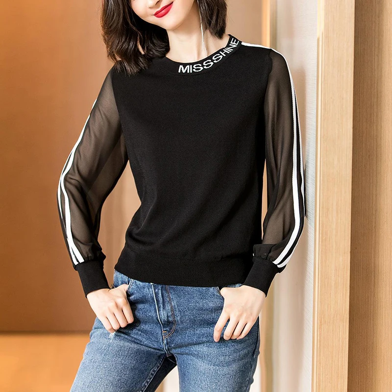 2021 Women Spring Autumn Style Chiffon Blouses Shirts Lady Casual Long Sleeve Stand Collar Patchwork Chiffon Blusas Tops fashion casual oversized women blouses 2020 autumn chiffon long sleeve loose tops shirts blusas mujer