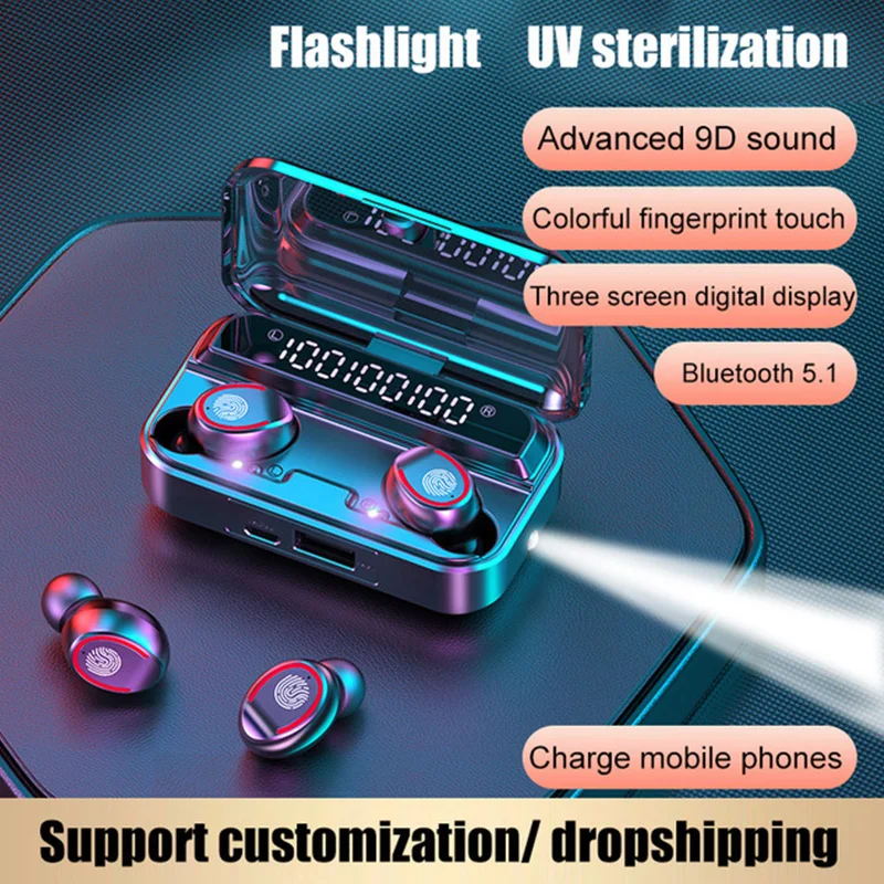 

Новые беспроводные наушники Bluetooth 5,1 TWS с микрофоном, спортивные наушники с сенсорным управлением, водонепроницаемые наушники с мини-фонари...