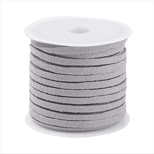 LightGrey 5 м/рулон 3x1,5 мм плоский шнурок из искусственной замши, ожерелье, веревочка, рукоделие, бархатное кружево, сделай сам, нить, цепочка, ожерелье, ювелирное изделие, F55 - Цвет: LightGrey