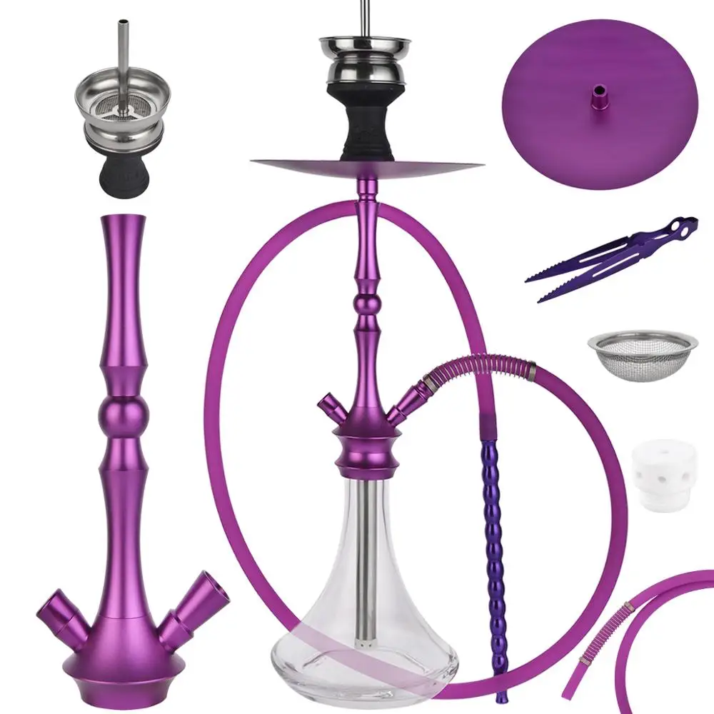 Purple Hgt68cm Hose150cm современный алюминиевый кальян шесть цветов наргиле курительная трубка с фабрики рюкзак подарок - Цвет: Purple