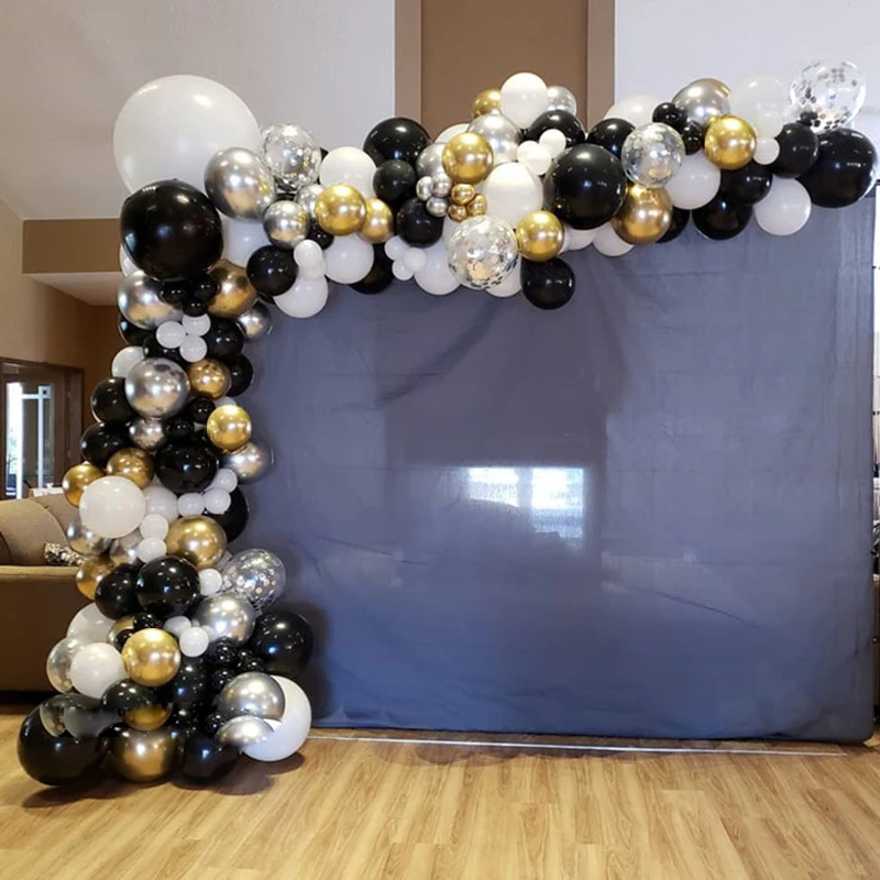 

139Pcs Birthday Party Decorations Balloons Garland Arch Kit Black White Gold Confetti Ballon For Adult Engagement Party Supplies