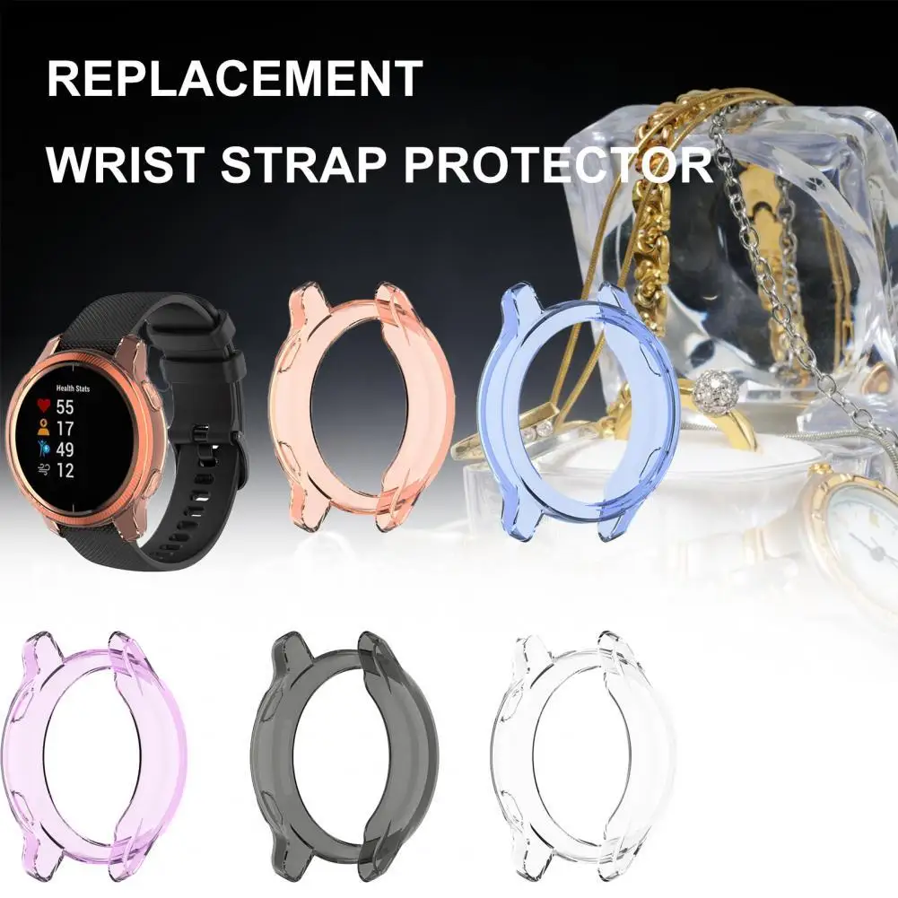 

Smartwatch Protective Case Transparent Shockproof TPU Anti-fall Round Smartwatch Protector Holder for Garmin Venu