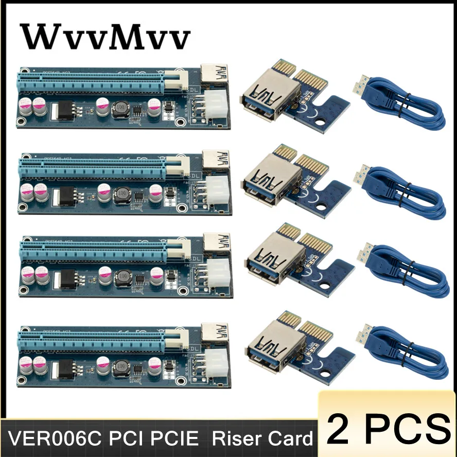 

Riser VER006C PCI Express PCIE PCI-E Riser Card 006C 6Pin 1x to 16x Extender USB 3.0 Cable SATA to IDE for Bitcoin Mining Miner