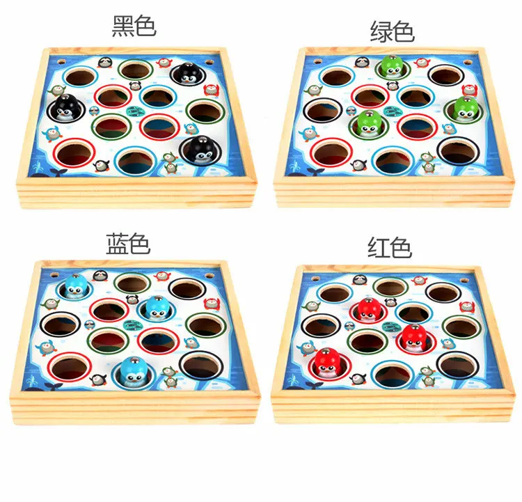 

Children Wooden Magnetic Fishing Game-Happy Penguins Toys Early Training Challenging Kindergarten Supplies Educational Kids Gift