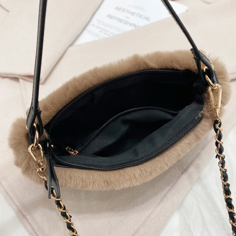 

2020 New Chain Plush Square Bag for Women's Luxury Pearl Shoulder Bag Lady All-match Designer Handbags Female Messenger Bags Sac
