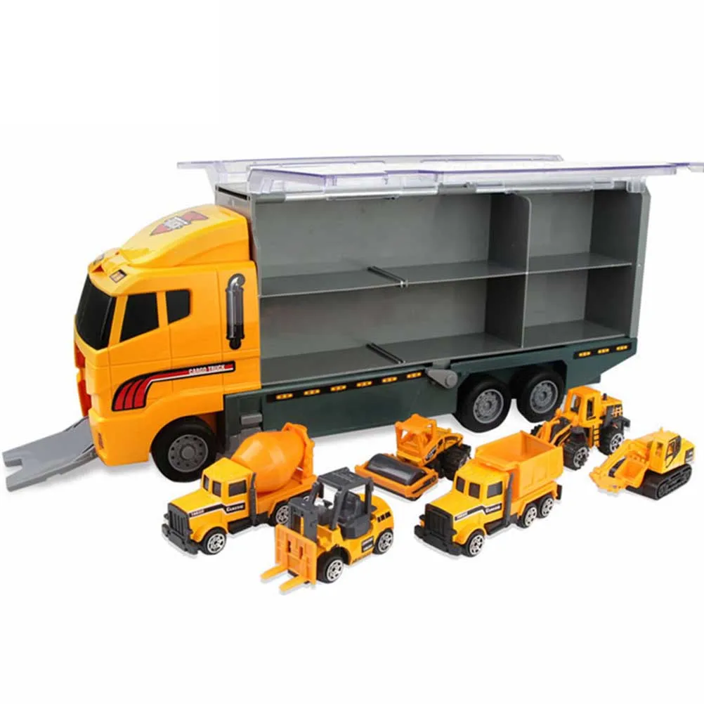 7 шт. желтый грузовик портативный транспортный контейнер автомобиль модель