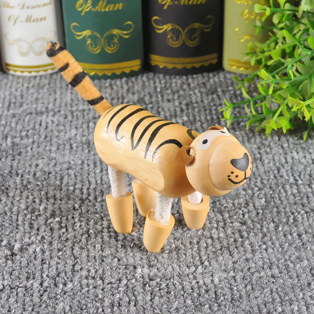 

Wooden Mini Simulate Tiger Hippo Wild Animal Model Handicraft Desk Decor Toy