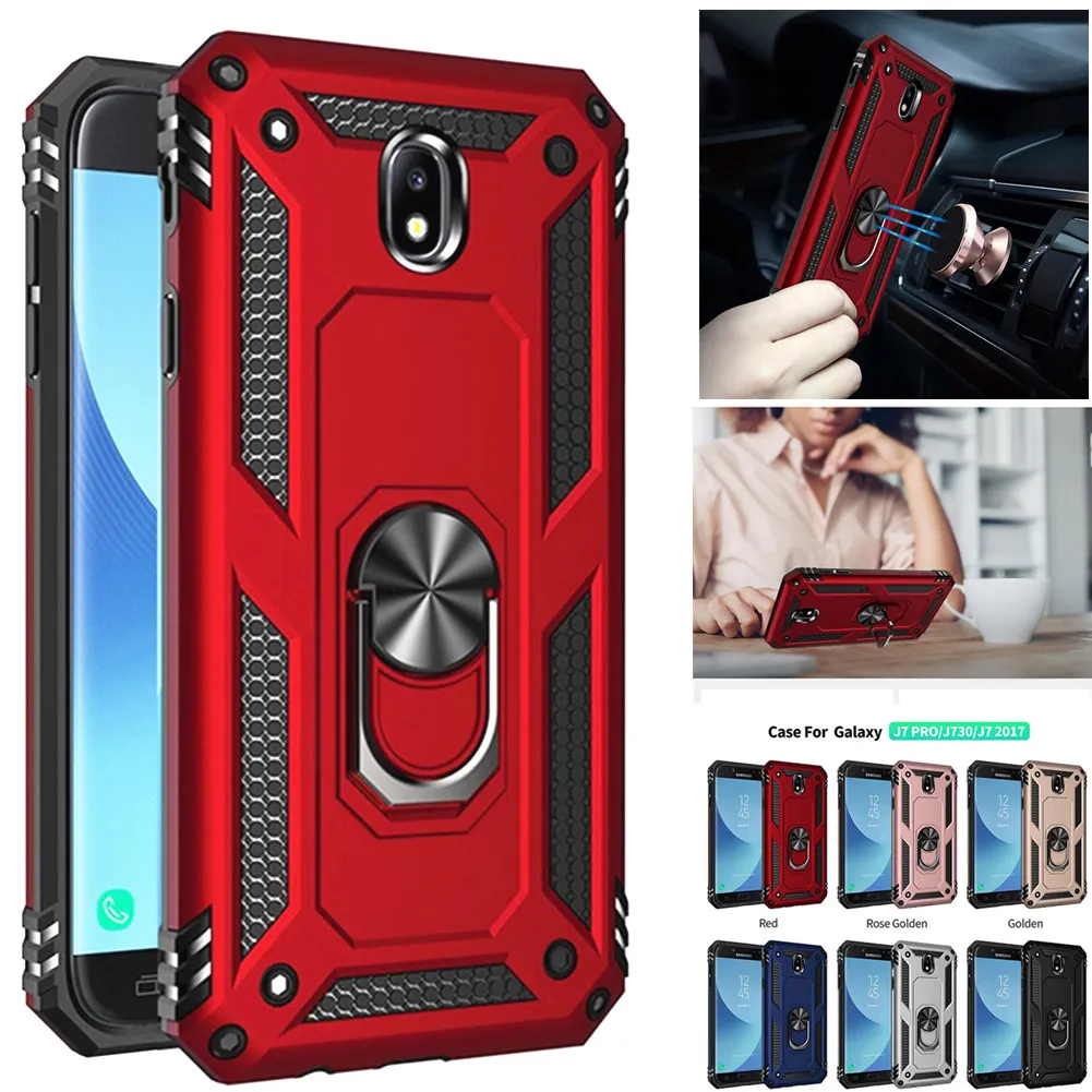 

Luxury Armor Shockproof Case For Samsung Galaxy J7 J5 2017 J7 Pro J530F/DS J730F/DS J530FM J730FM Ring Holder Magnet Cover