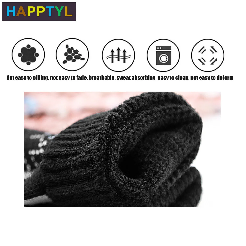 HAPPTYL 1 пара Зимние перчатки для мужчин женщин подростков теплые на полный палец
