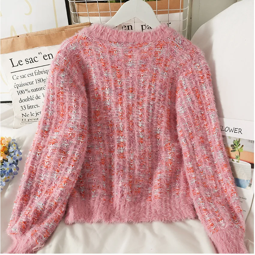 Korean Fashion Winter Warm Mohair Sweater Cardigan Women Short Coat Knitted Mujer Designer Brand Pull Femme |