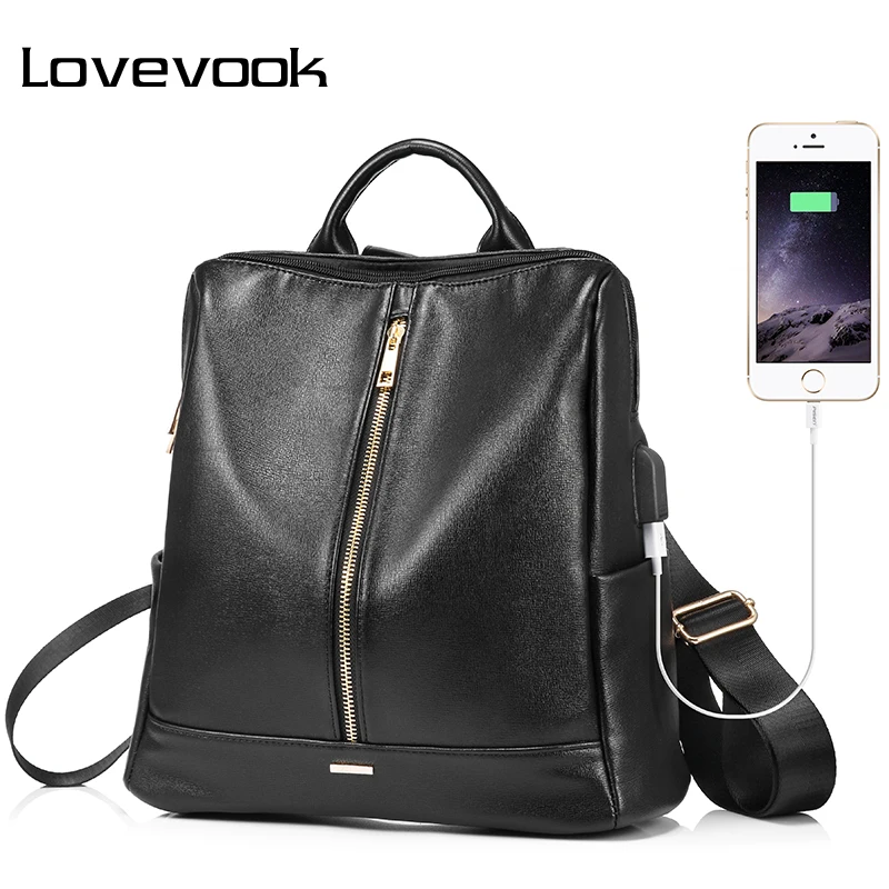 Женский рюкзак LOVEVOOK, школьный портфель для девочек подростков с внешним USB, повседневный рюкзак для школы и пктешествия, изготовлены из искусственной кожи