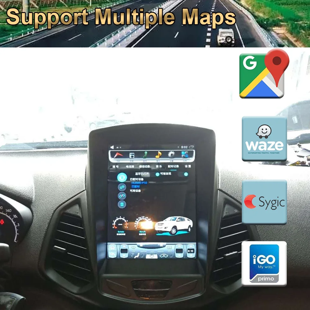 Автомобильный GPS-навигатор в стиле Tesla на Android 9 0 для FORD EcoSport 2013-(второе поколение)