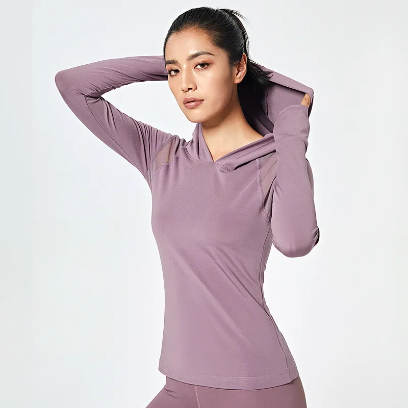 Long Sleeve Yoga Shirts Women Sport Top Gym Hoodie Sportswear Training Coat Solid Running Breathable BackMesh Fitness Tops Mujer