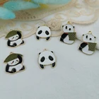 Мухна 10 шт. милые панды эмалевые панды с бамбуковой корзиной Металлические Серьги Подвески DIY Подвески для изготовления украшений чехол для телефона патч