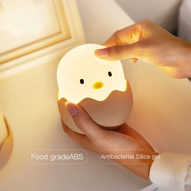 Chick Led Night Light USB Rechargeable Touch Sensor Bedroom Baby Bedside Lamp Cute Creative Egg Shell Decoration Gifts | Лампы и