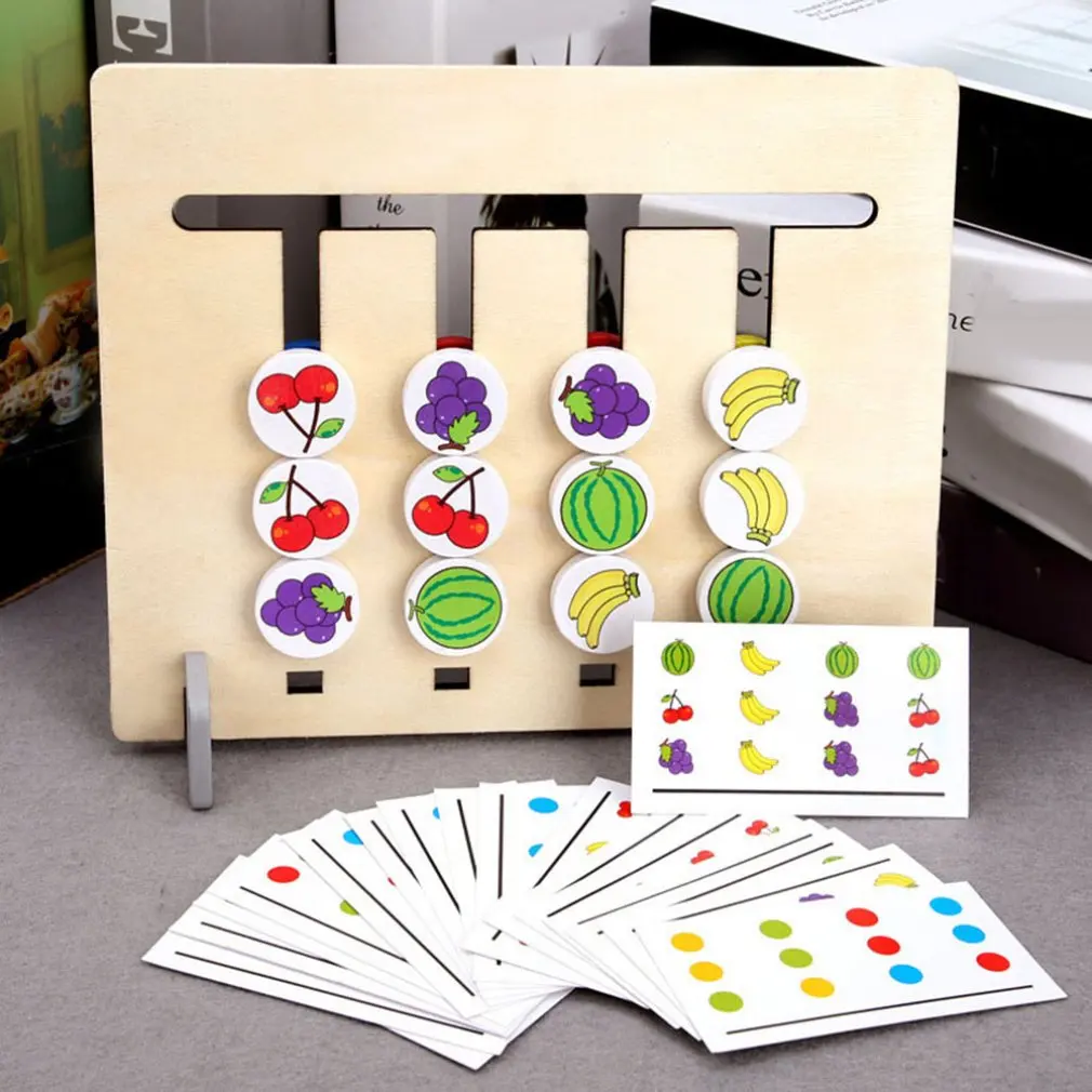 

Montessori Toy Colors and Fruits Double Sided Matching Game Logical Reasoning Training Kids Educational Toys Children Wooden Toy