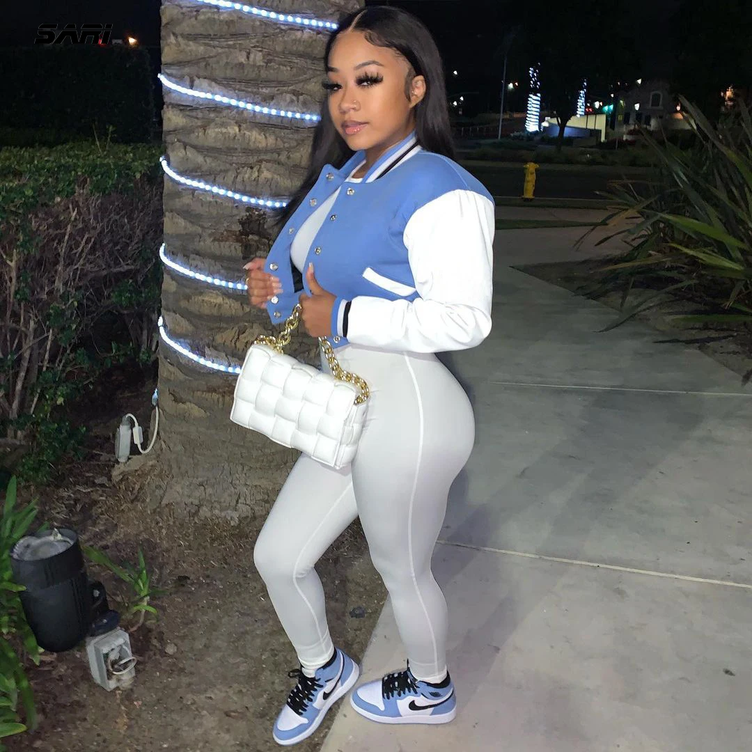 

Women Short Jacket Fall Fashion Long Sleeve Single-breasted Baseball Uniform Campus Style Outdoor Sportswear Sweatshirt