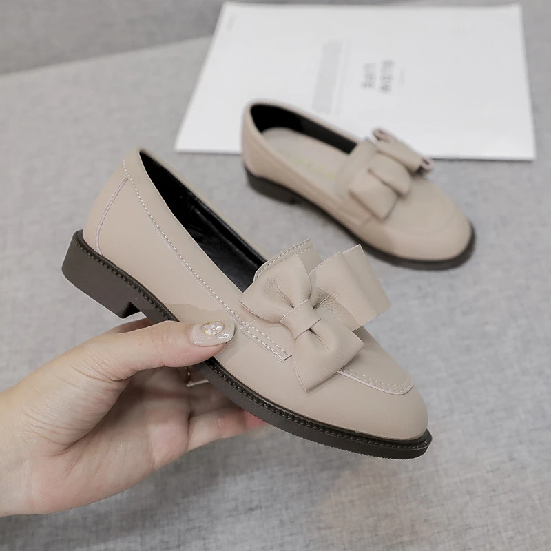 Мокасины из натуральной кожи для девочек туфли на плоской подошве лоферы