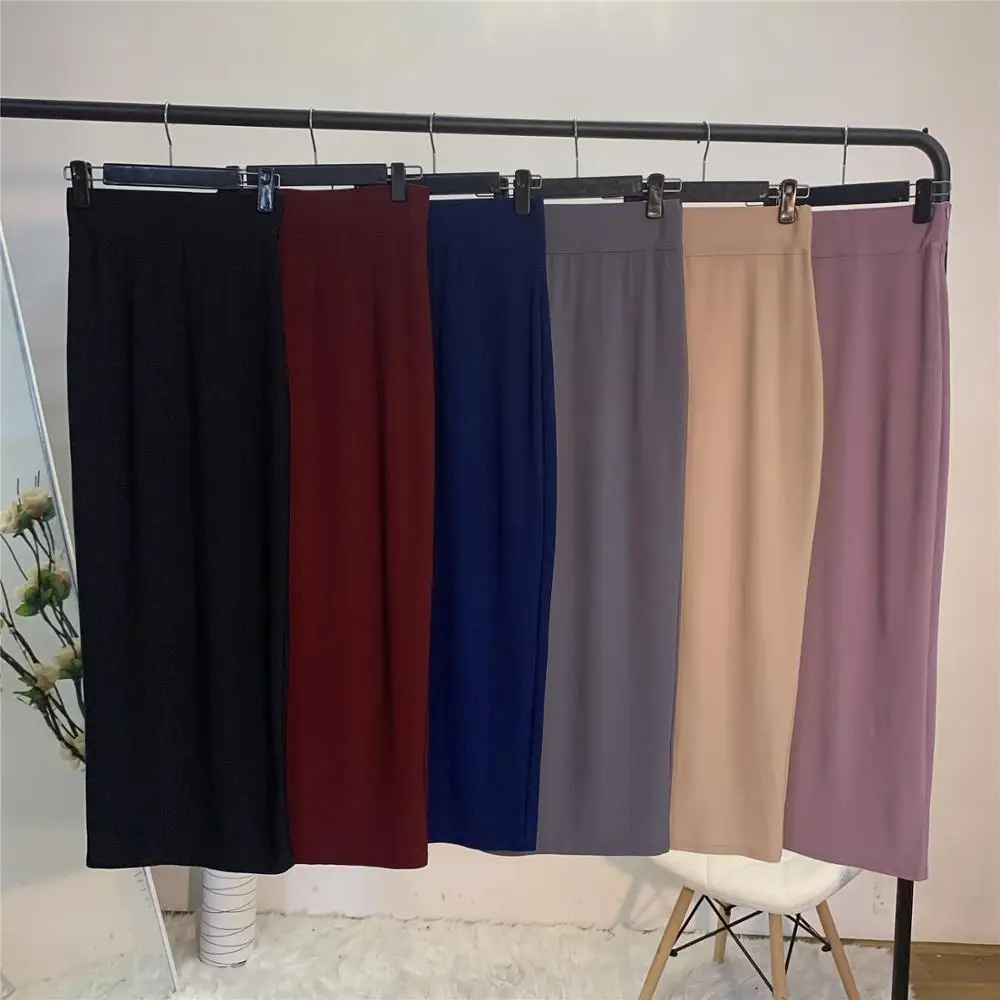 

Pencil Maxi Modal Women Muslim Islamic Clothing Stretchy Long Bodycon Skirt Fitted Arab Turkey American Chic Modesty Solid Color