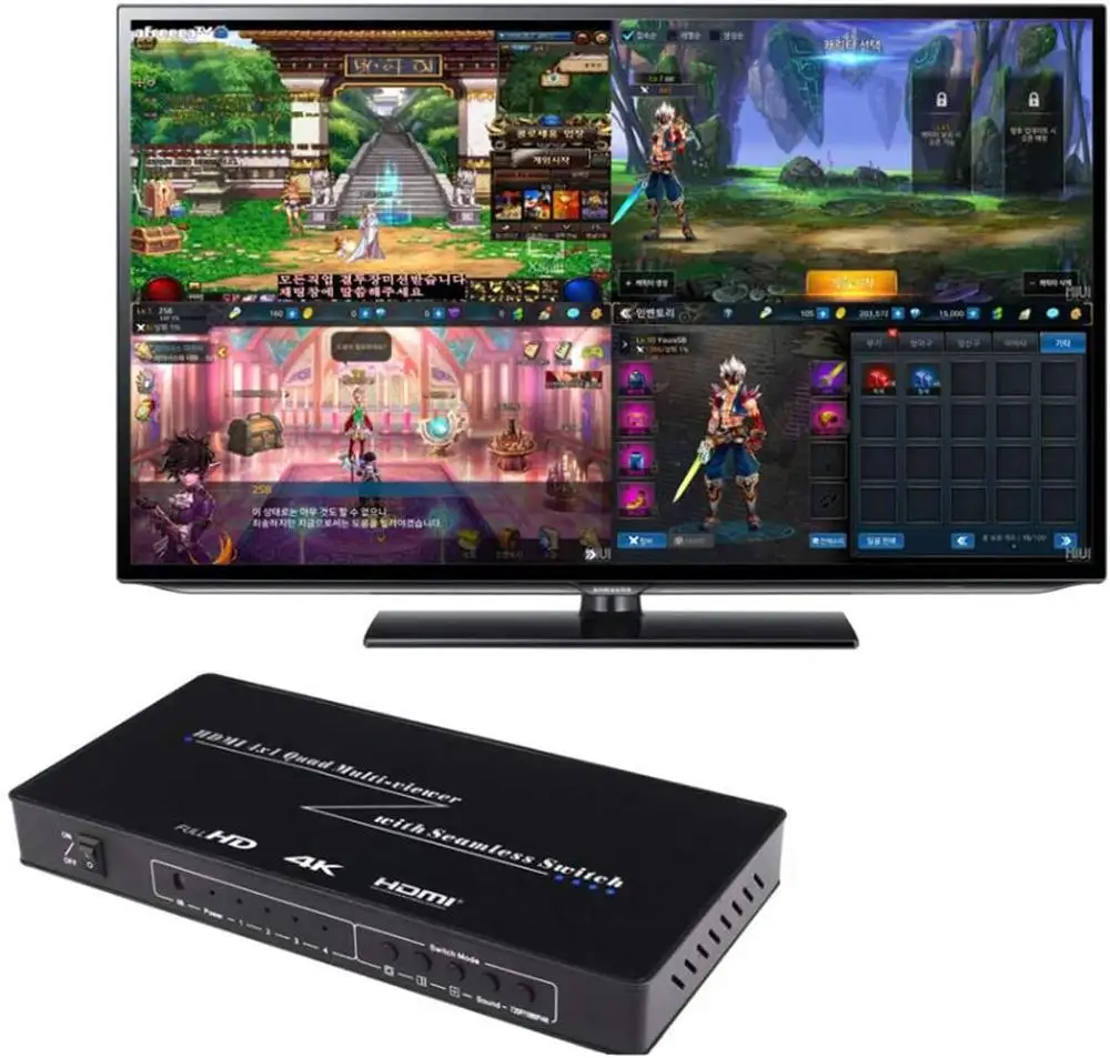 4K 3D HDMI Multi-viewer 4X1 HDMI Quad Screen Real Time Multiviewer with HDMI seamless Switcher function