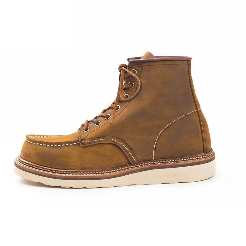 Мужская обувь с круглым носком винтажные ботильоны из натуральной воловьей кожи