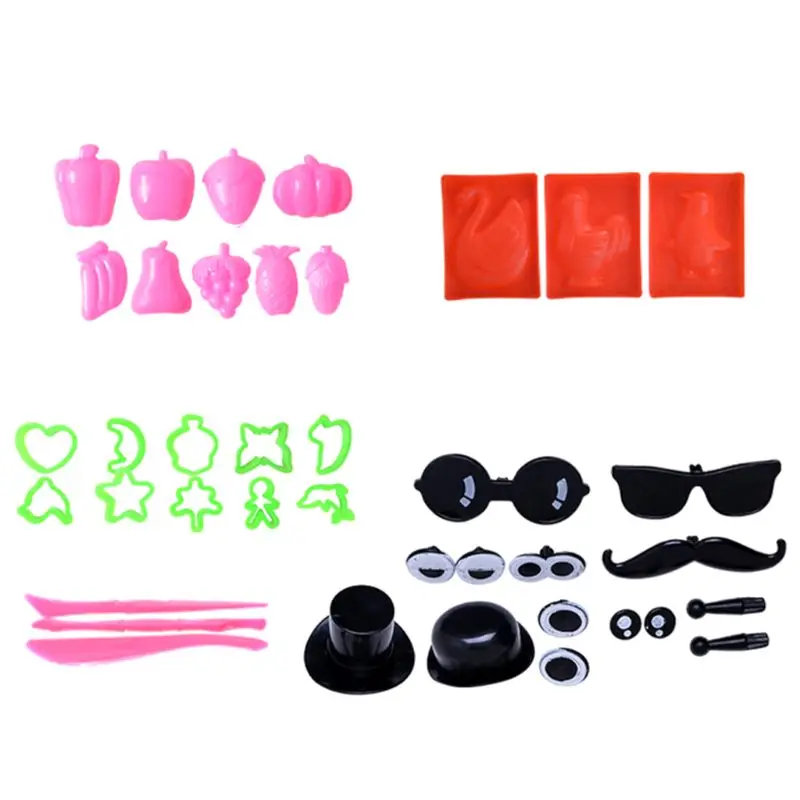 

Пластиковая глина пластилина формы супер светильник животных фрукты с узором «сердце»; Звезда кукла глаза Дети DIY инструменты Детские разв...