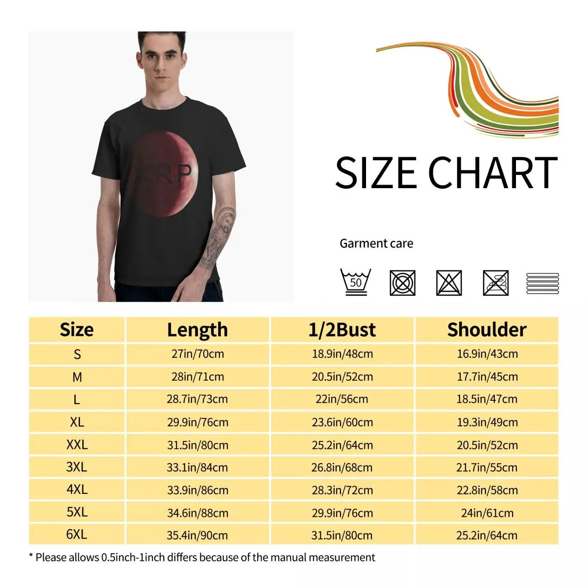 

Xrp, Ripple, Red Moon Logo Tshirt Graphic Tee Men's Basic Short Sleeve T-Shirt Funny Tops