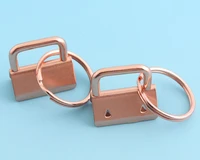 25mm32mm rose gold key fobs hardware with keyrings key chains for wrist key lanyard clips metal ribbon end cap key