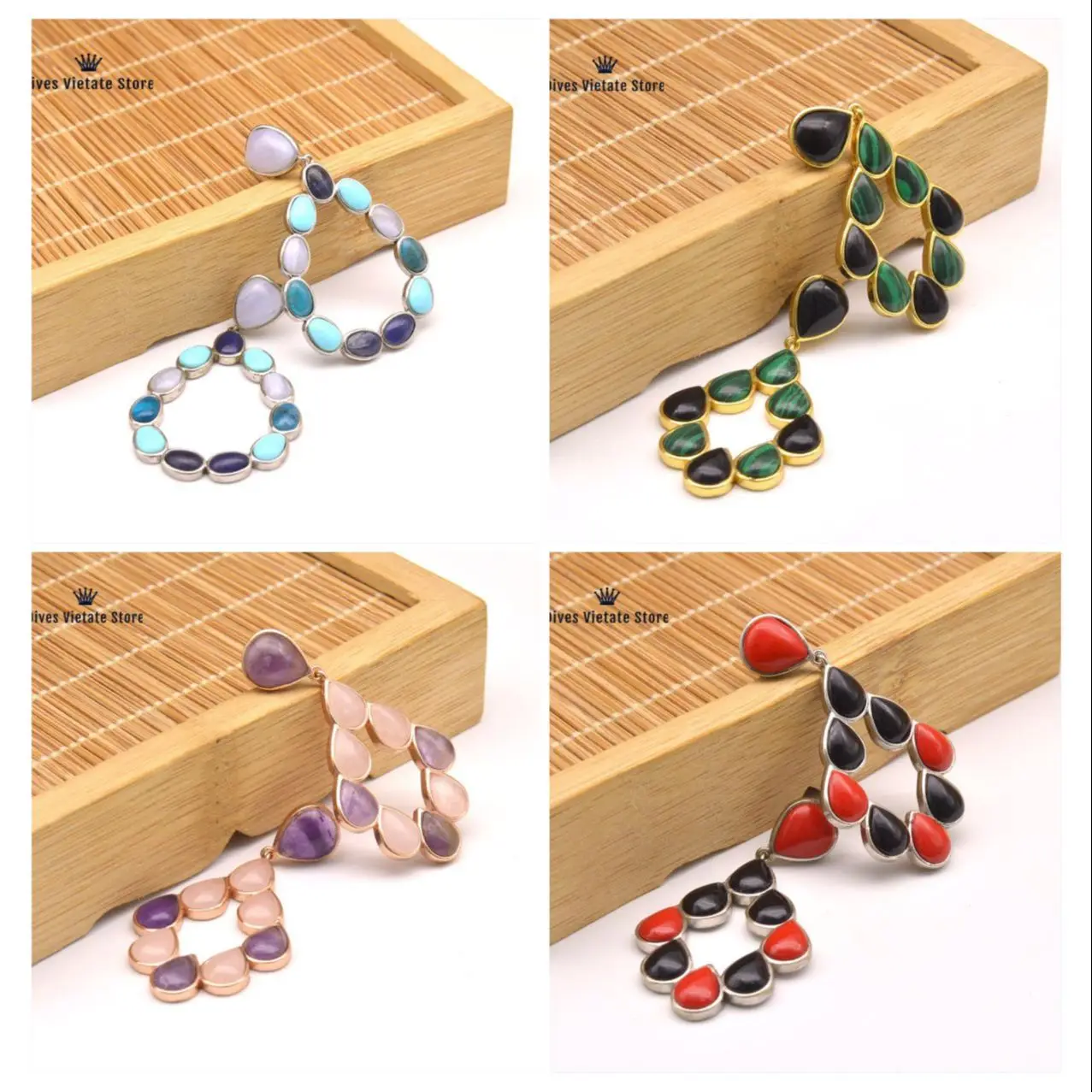 

Dives 925 Sterling Silver Natural Stone Luxury Charm Women's Earrings Gemstone Shell Eardrop Jewelry Trendy For Women 2021 Gift