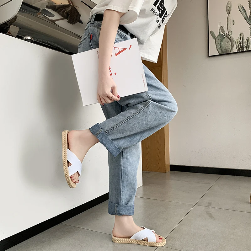 Женские шлепанцы Повседневная пляжная обувь с открытым носком Тапочки рисунком