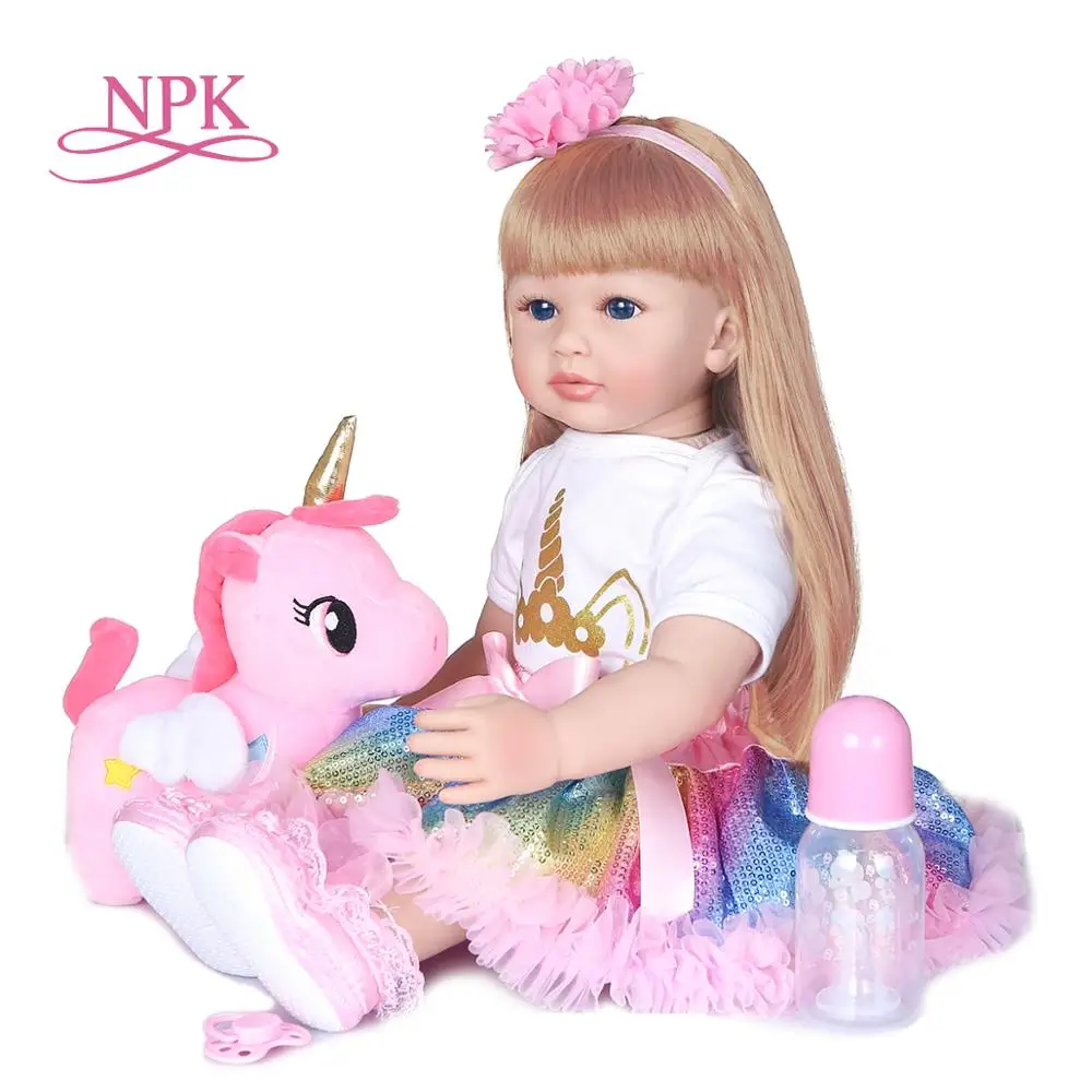 NPK 60 см Мягкая силиконовая Кукла Reborn игрушка для девочки два цвета волос