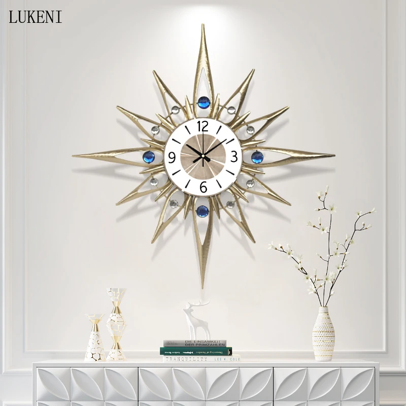 Новые синие настенные часы с драгоценными камнями домашние модные креативные