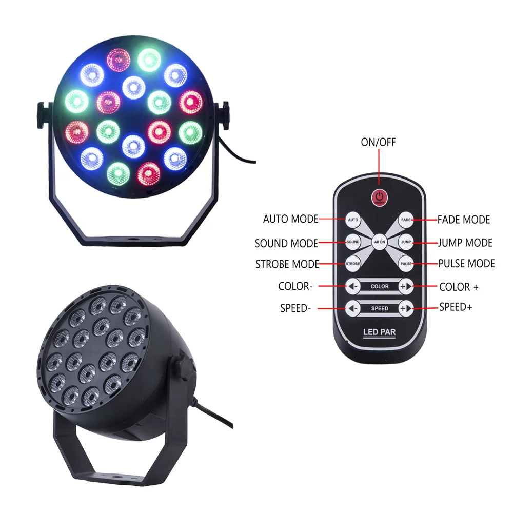 

Dmx512 Stage Light for Disco Dj Bar Music Control Projector Lamp RGB Flat Par Lighting Effect Dyeing Party Lights with Remote