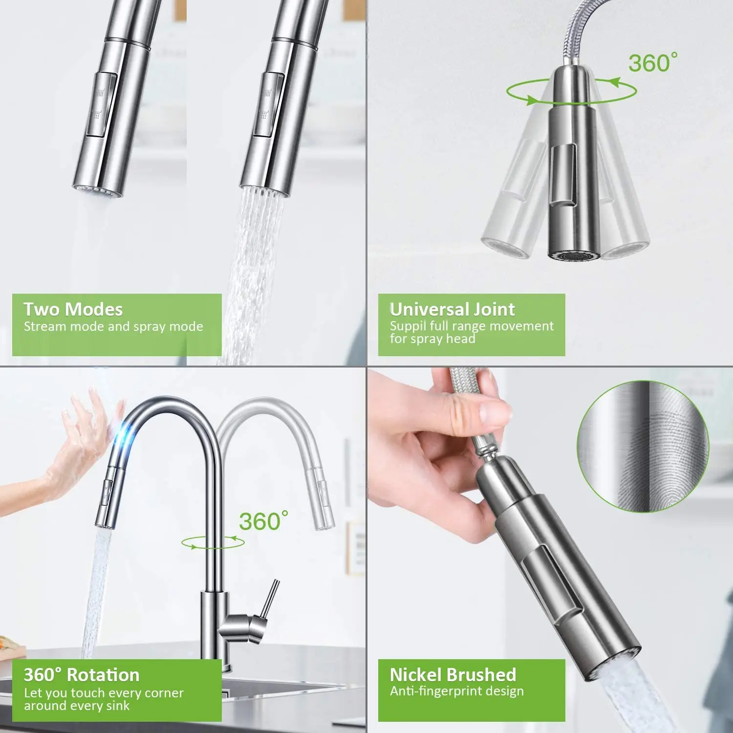touch kitchen faucets intelligent sensor kitchen tap with pull down sprayer brushed nickel smart touch kitchen mixer faucets free global shipping