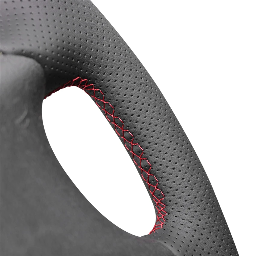 

LQTENLEO Black Genuine Leather Car Steering Wheel Cover For Citroen Xsara Picasso C5 2001-2010 Peugeot Partner 807 2003-2008