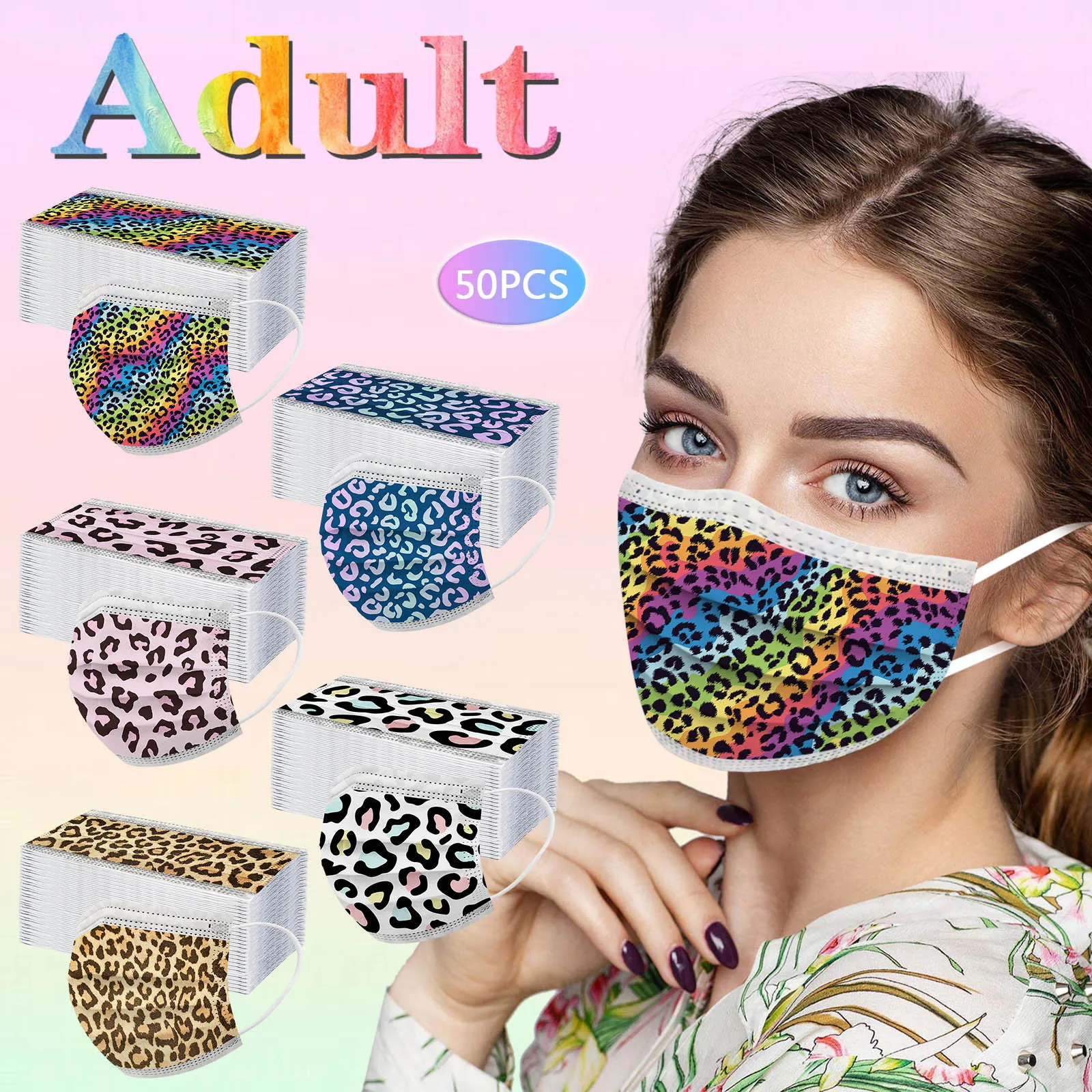 

50pcs Leopard Mask Fashion Women Masquerade Halloween Cosplay Mascarillas Dustproof Bandana Adult Face Shield No Decoration