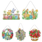 Алмазная картина сделай сам, украшение в виде пасхального кролика, венка с яйцами, мозаика из страз ручной работы, 5d украшение для дома, праздничный подарок