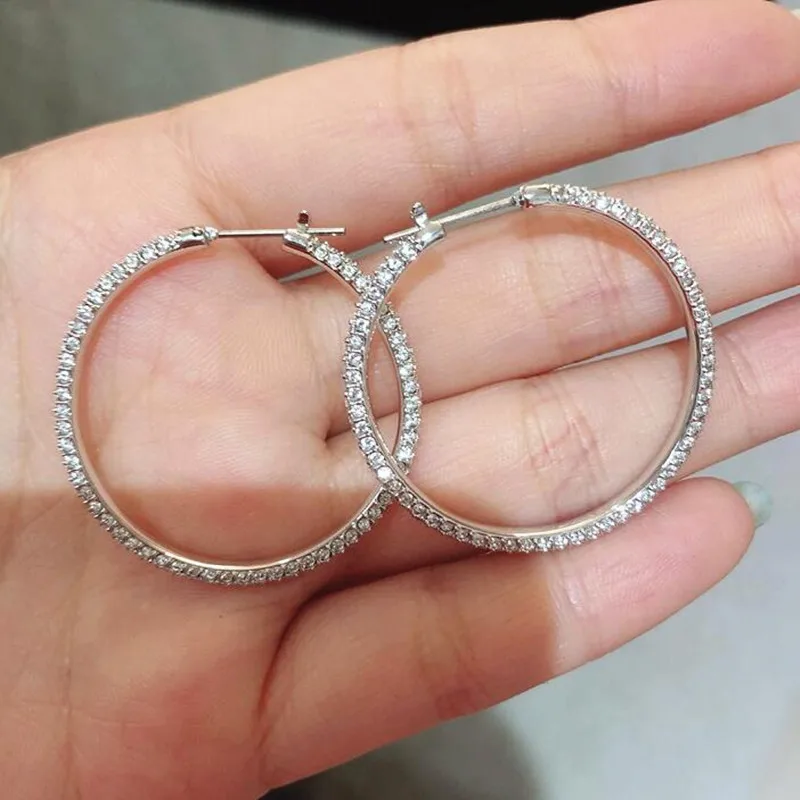 Высокое качество SWA новые серьги из розового золота обруч большие круглые