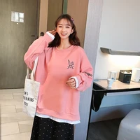 simple solid colors printed cartoon pullovers women loose casual preppy style o neck tops spring autumn warm leisure sweatshirts